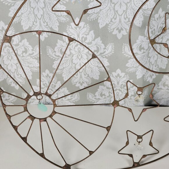 Vintage celestial wall or window hanging with clear crystals and aqua chalcedony - Picture 4 of 8